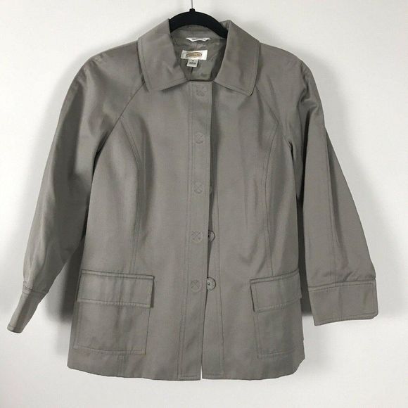 Talbots Gray Italian Cropped Flap Pockets Jacket 6 - Picture 1 of 5